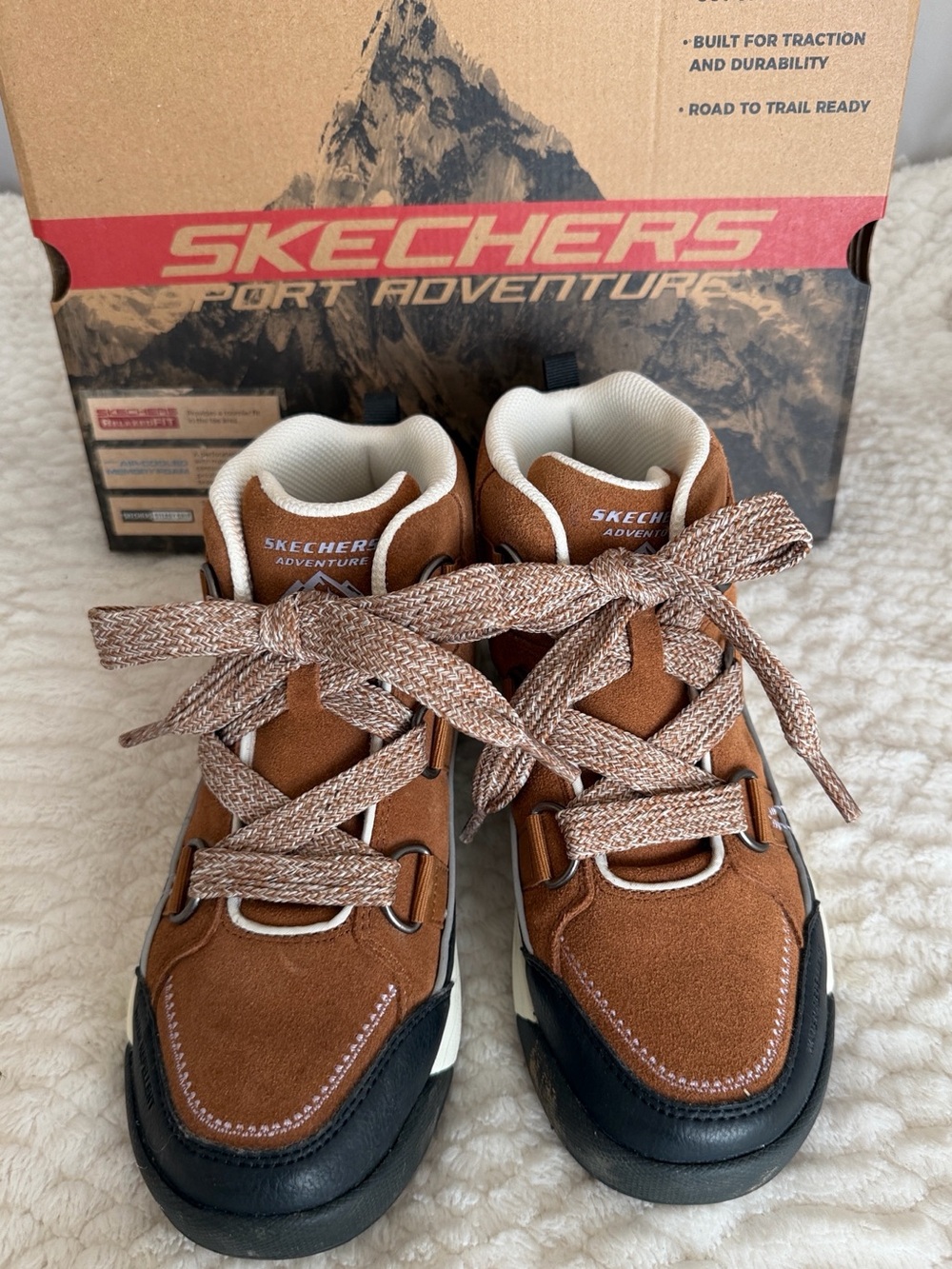 Skechers Kids Brown and Black Lace-Up Trail Sneakers